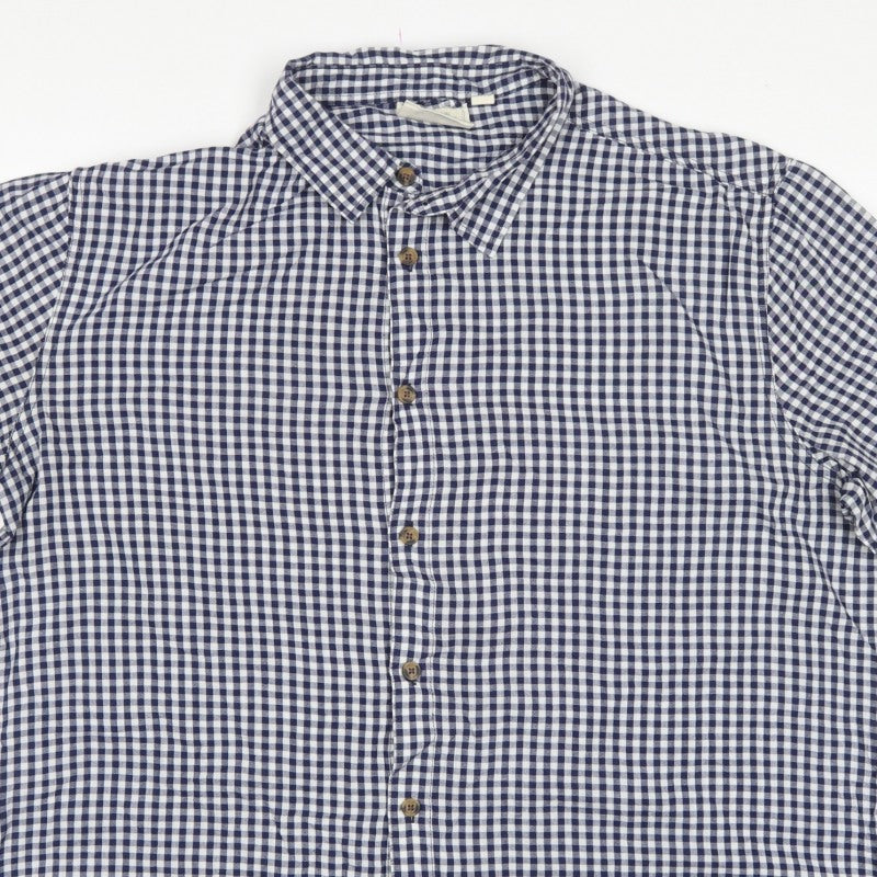 Mountain Warehouse Men’s Blue Gingham Check XL Short Sleeve Button-Up Shirt
