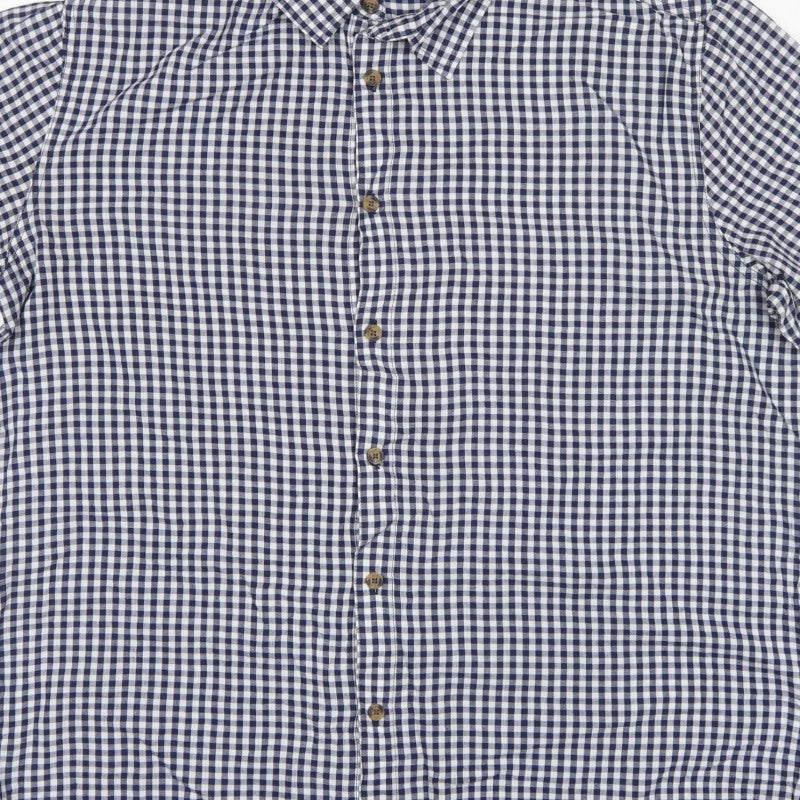 Mountain Warehouse Men’s Blue Gingham Check XL Short Sleeve Button-Up Shirt