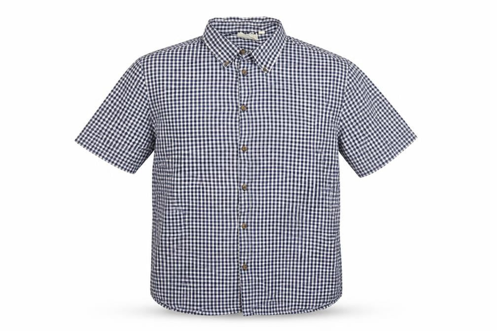 Mountain Warehouse Men’s Blue Gingham Check XL Short Sleeve Button-Up Shirt