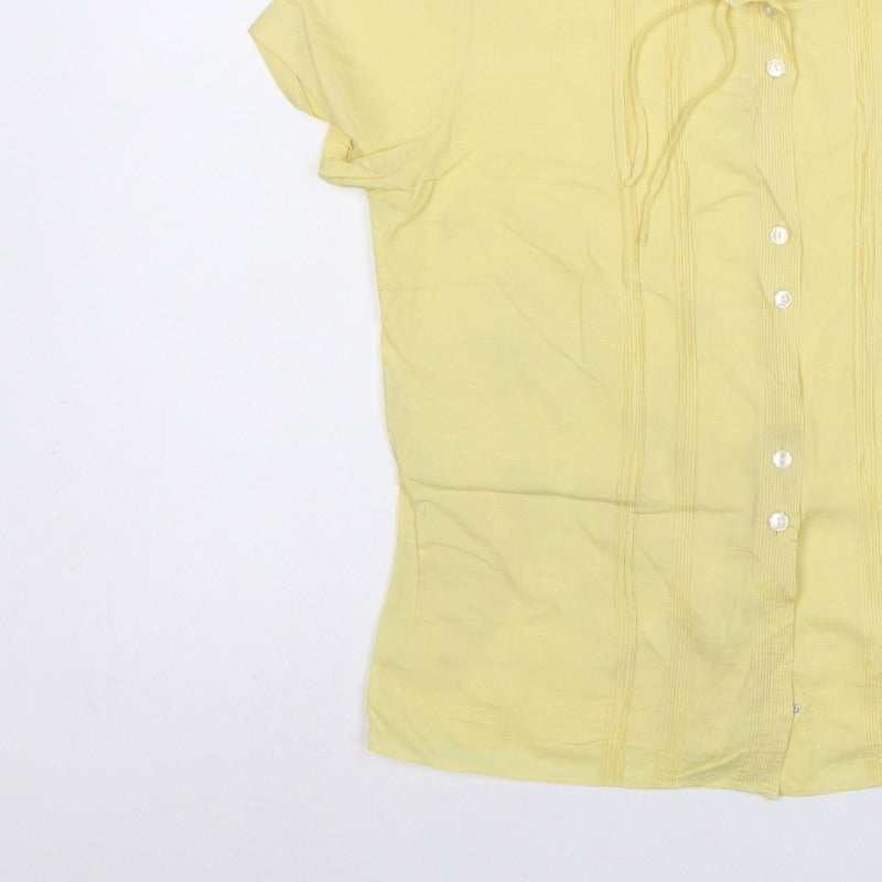 Original Swiss Quality Women Yellow UK 14 Button-Up Short Sleeve Blouse