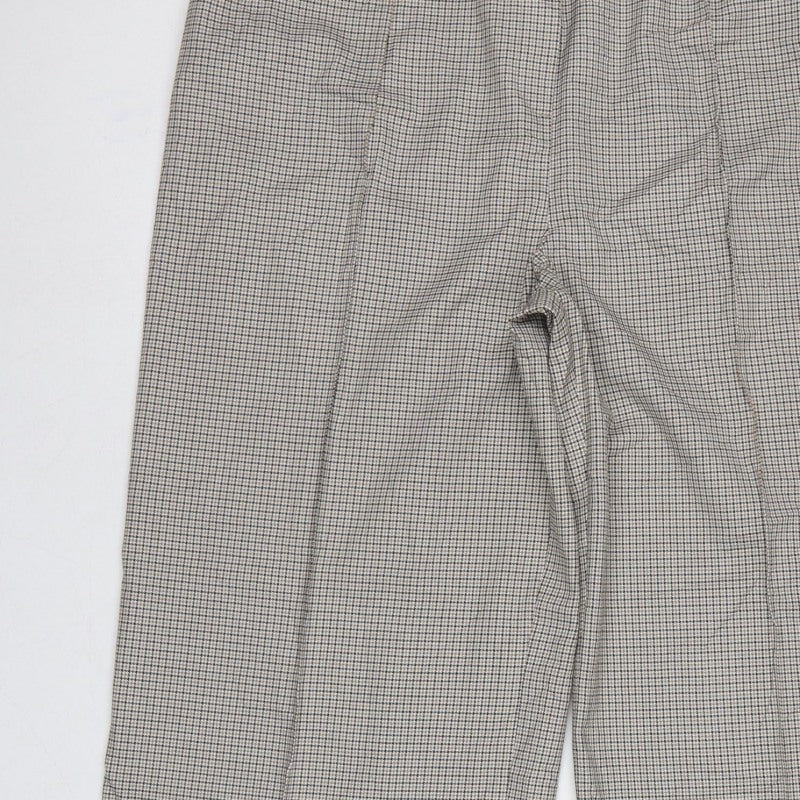M&S Women Beige Black Check Wide Leg Dress Trousers UK 20 Regular