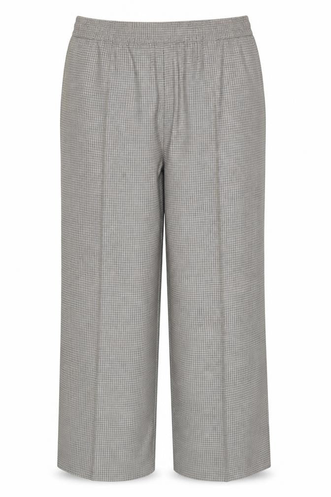 M&S Women Beige Black Check Wide Leg Dress Trousers UK 20 Regular