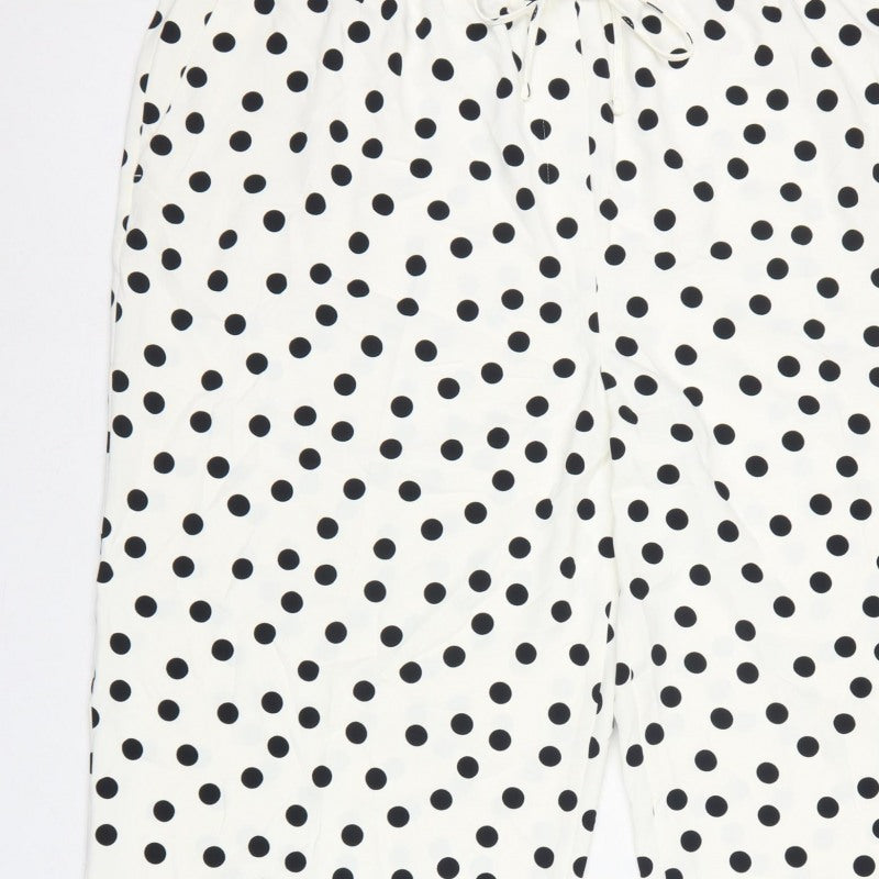 Marks and Spencer Women Ivory Polka Dot Size 14 Cropped Wide-Leg Trousers
