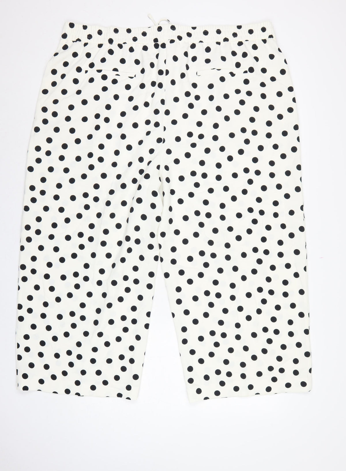 Marks and Spencer Women Ivory Polka Dot Size 14 Cropped Wide-Leg Trousers