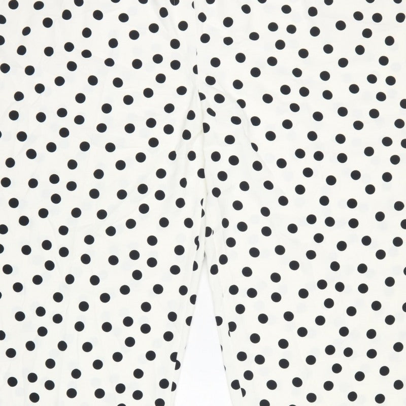 Marks and Spencer Women Ivory Polka Dot Size 14 Cropped Wide-Leg Trousers
