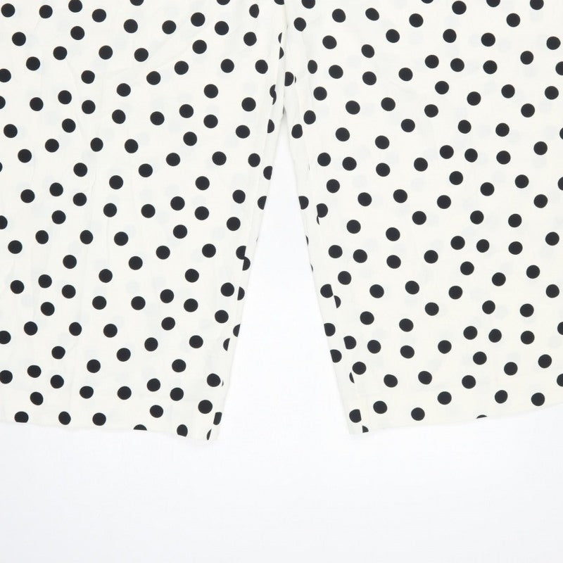 Marks and Spencer Women Ivory Polka Dot Size 14 Cropped Wide-Leg Trousers