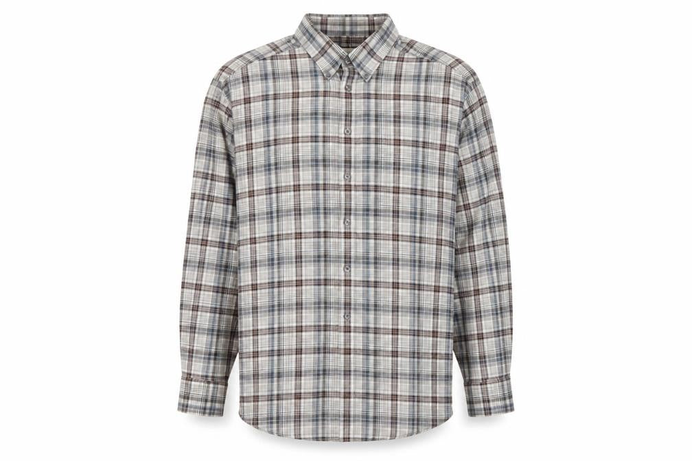 Blue Harbour Men’s Grey Plaid Cotton Button-Down Shirt XL Long Sleeve