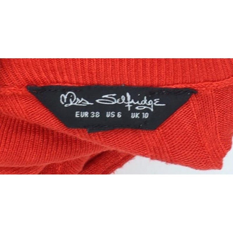 Miss Selfridge Women Red UK 10 Ribbed Roll Neck Slim Jumper