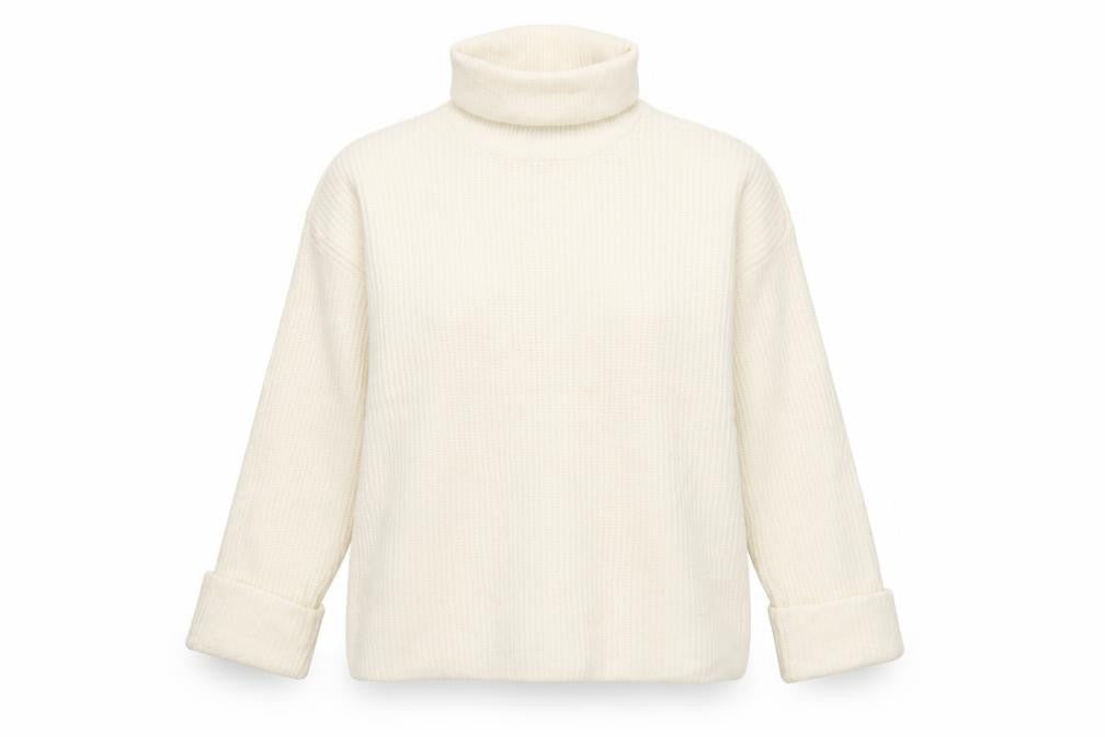 Marks & Spencer Women Ivory XL Roll Neck Rib Knit Jumper Long Sleeve