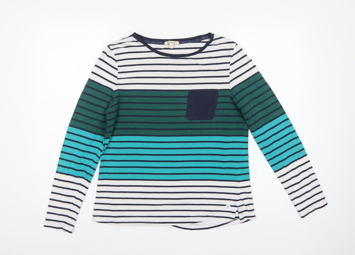 Barbour Women Multicoloured UK 12 Striped Basic Jersey Long Sleeve T-Shirt