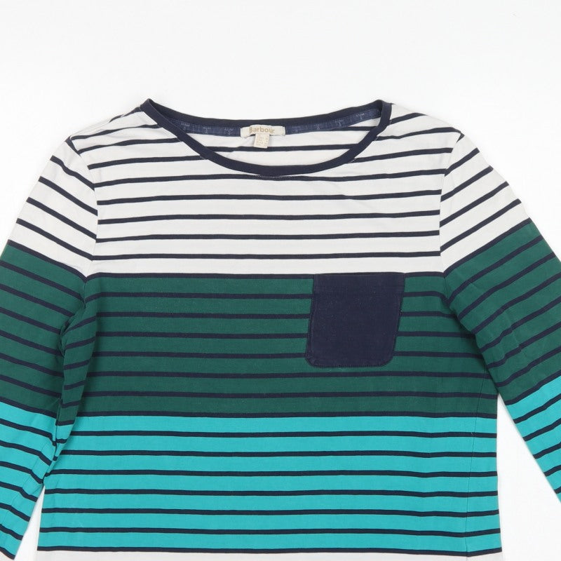 Barbour Women Multicoloured UK 12 Striped Basic Jersey Long Sleeve T-Shirt