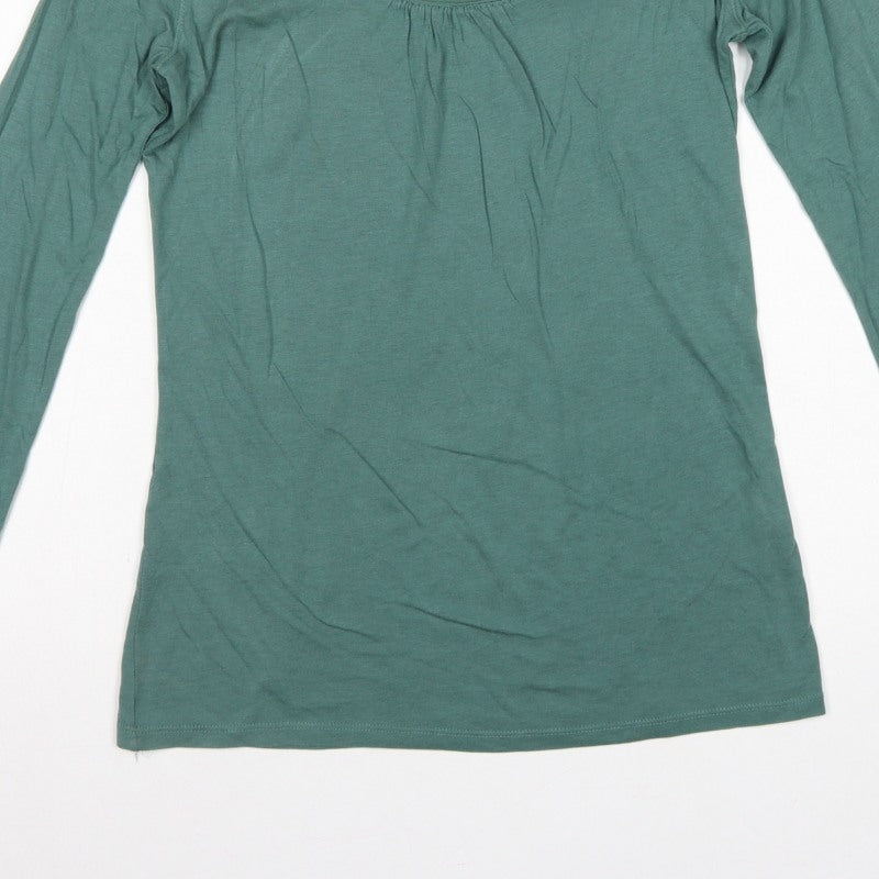 Fat Face Women’s Green Size 10 Scoop Neck Long Sleeve Basic T-Shirt
