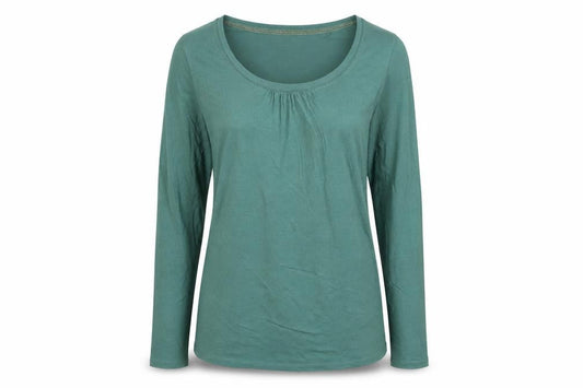 Fat Face Women’s Green Size 10 Scoop Neck Long Sleeve Basic T-Shirt