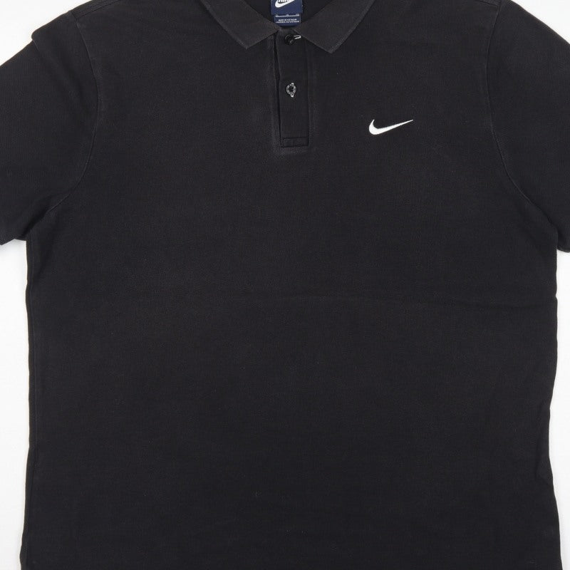 Nike Men’s Black XL Cotton Short Sleeve Logo Golf Polo Shirt