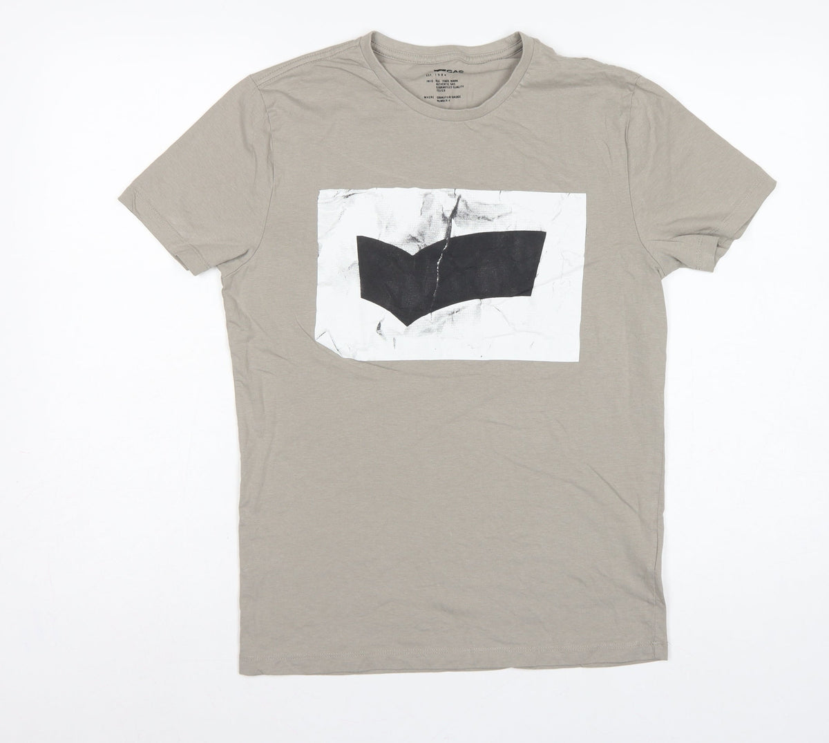 GAS Men’s Beige M Graphic Art Crew Neck Short Sleeve T-Shirt