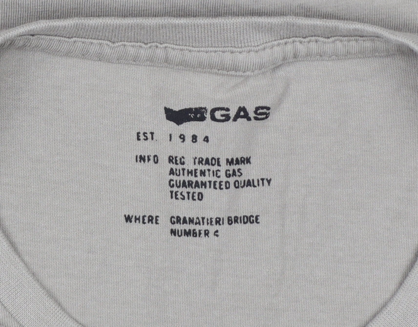 GAS Men’s Beige M Graphic Art Crew Neck Short Sleeve T-Shirt