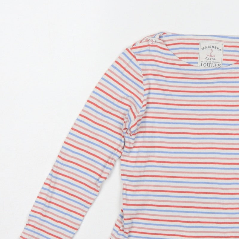 Joules Girls Multicoloured Striped Cotton Long Sleeve Basic Top 7 Years