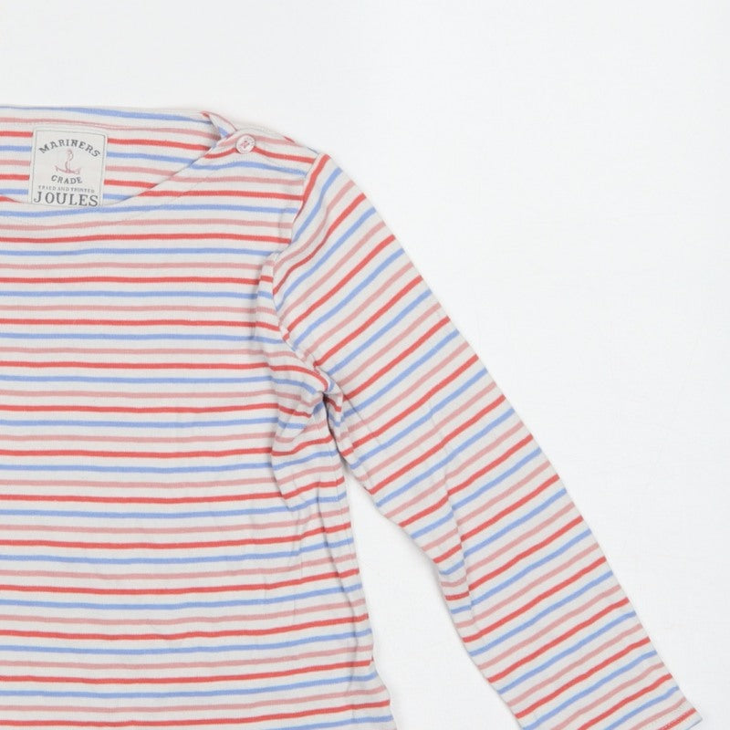 Joules Girls Multicoloured Striped Cotton Long Sleeve Basic Top 7 Years