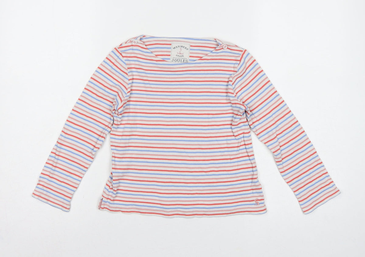 Joules Girls Multicoloured Striped Cotton Long Sleeve Basic Top 7 Years