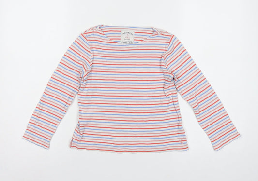 Joules Girls Multicoloured Striped Cotton Long Sleeve Basic Top 7 Years