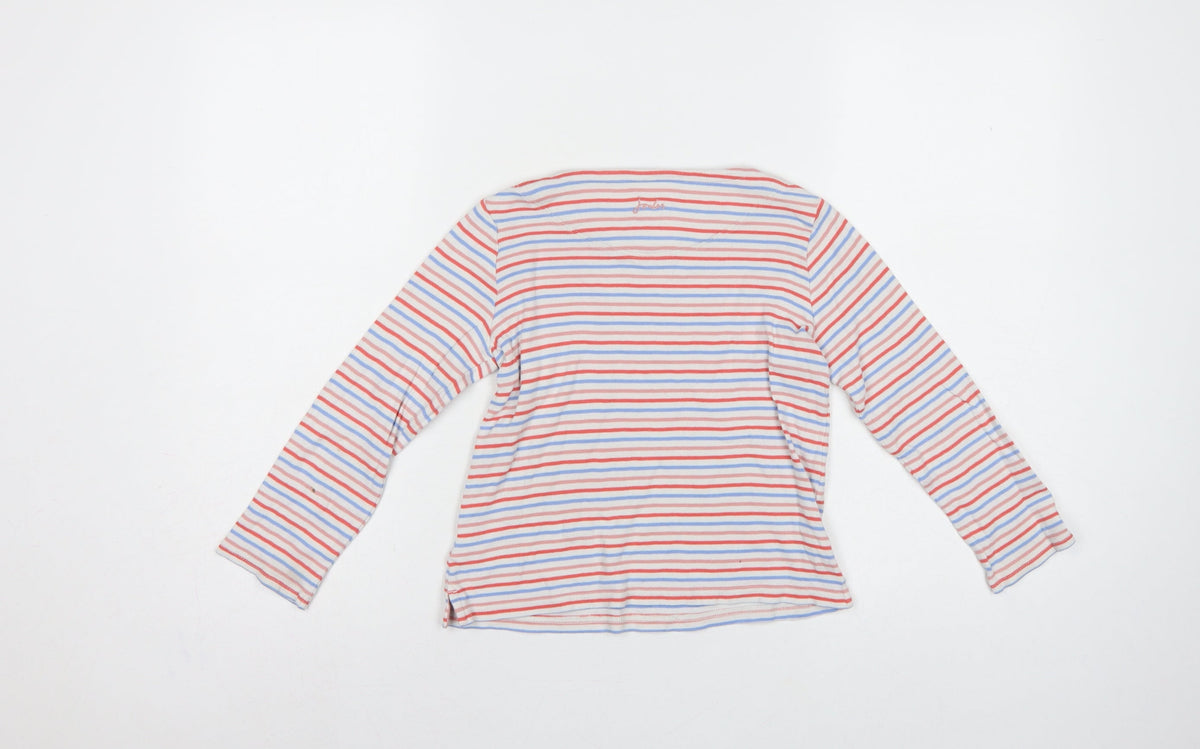 Joules Girls Multicoloured Striped Cotton Long Sleeve Basic Top 7 Years