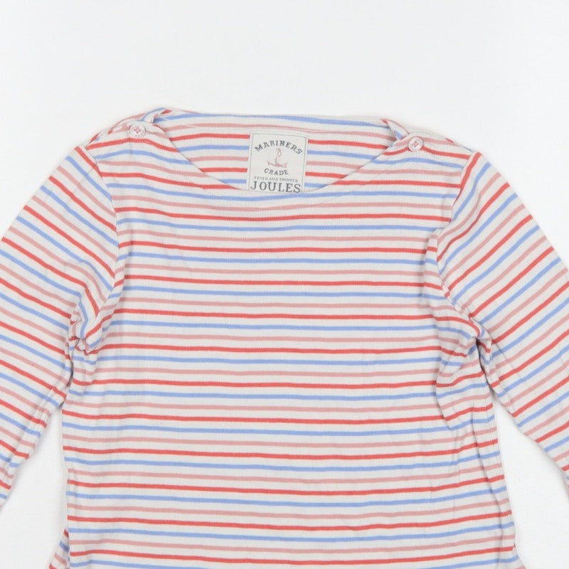 Joules Girls Multicoloured Striped Cotton Long Sleeve Basic Top 7 Years