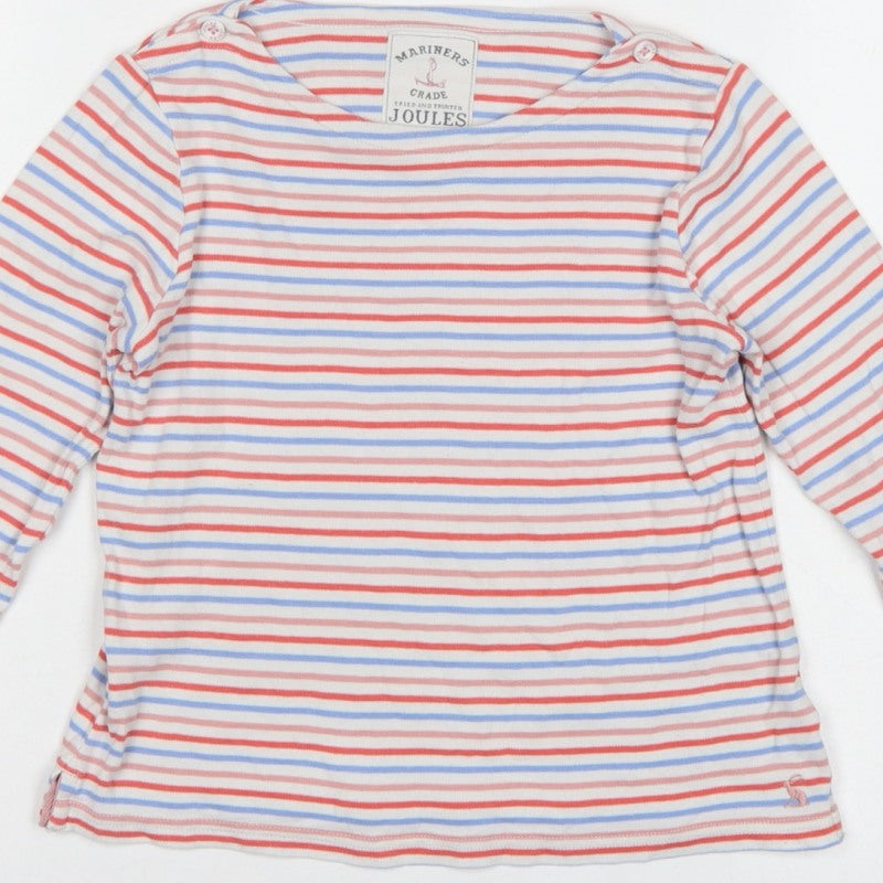 Joules Girls Multicoloured Striped Cotton Long Sleeve Basic Top 7 Years