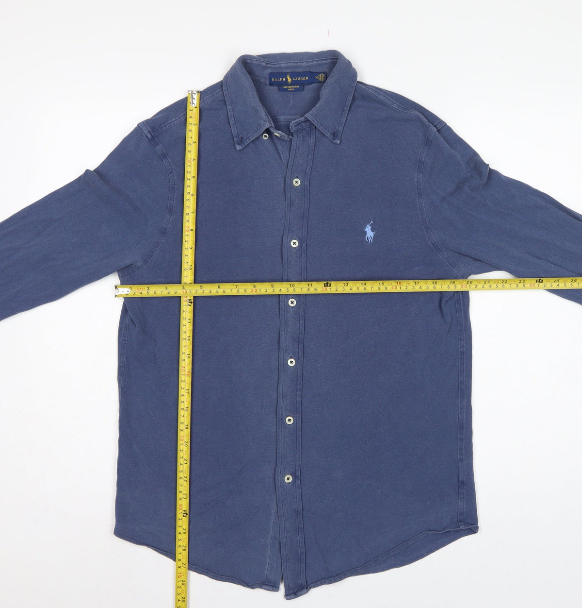 Ralph Lauren Men Blue M Featherweight Mesh Cotton Button-Up Shirt