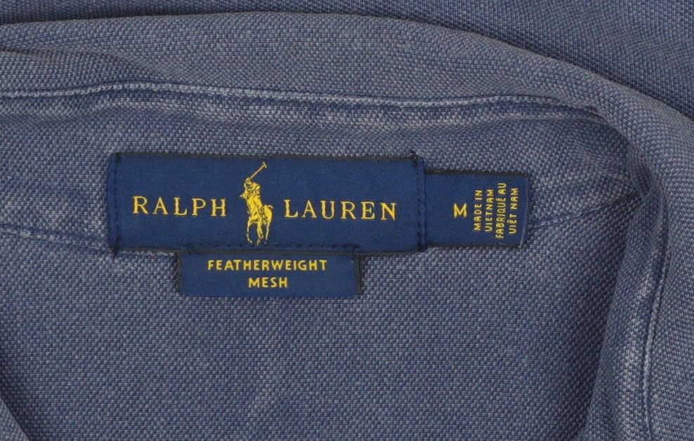 Ralph Lauren Men Blue M Featherweight Mesh Cotton Button-Up Shirt
