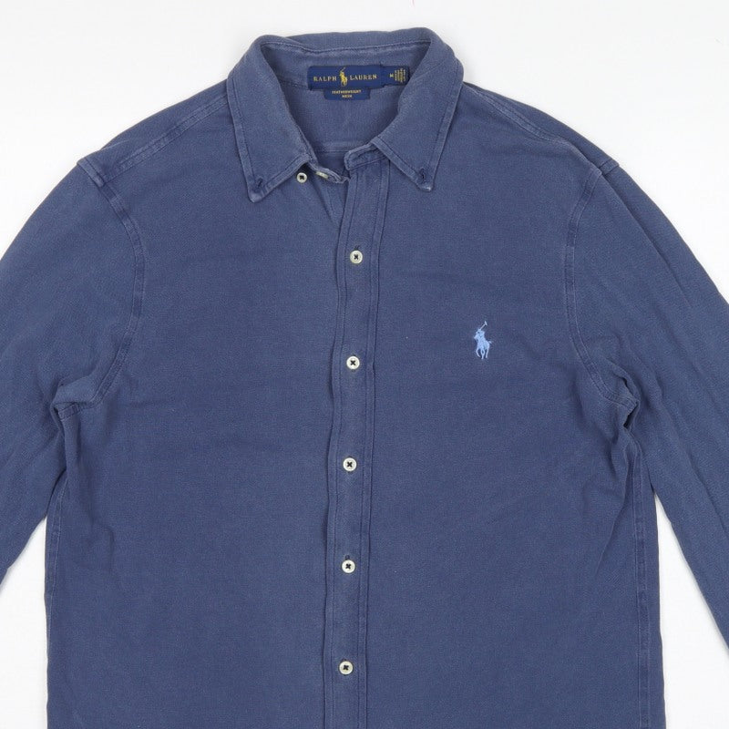 Ralph Lauren Men Blue M Featherweight Mesh Cotton Button-Up Shirt