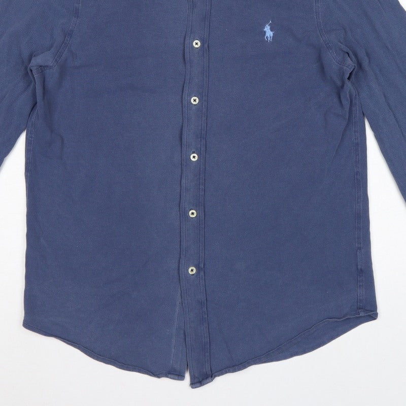 Ralph Lauren Men Blue M Featherweight Mesh Cotton Button-Up Shirt