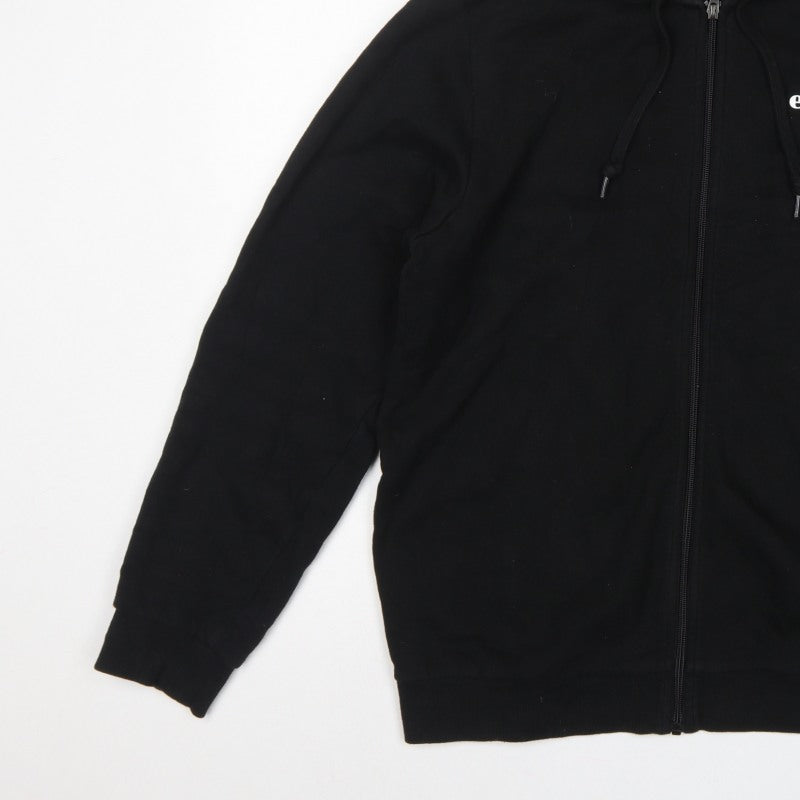 Ellesse Men’s Black XL Full Zip Logo Hoodie Cotton Fleece