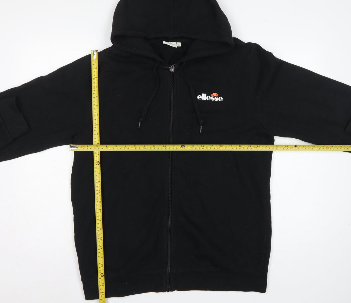 Ellesse Men’s Black XL Full Zip Logo Hoodie Cotton Fleece
