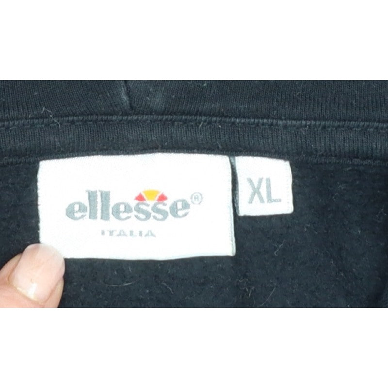 Ellesse Men’s Black XL Full Zip Logo Hoodie Cotton Fleece