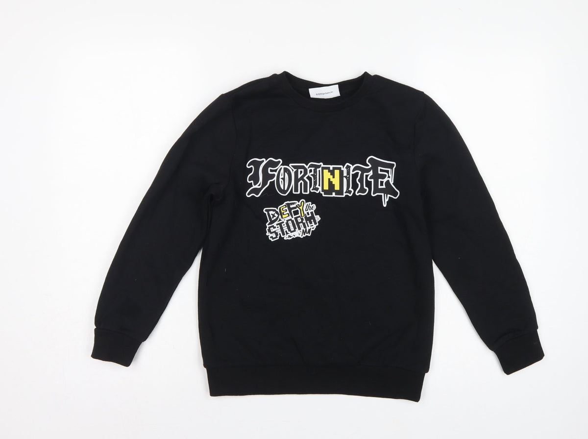 Fortnite Boys Black M Pullover Sweatshirt Graphic Print Long Sleeve