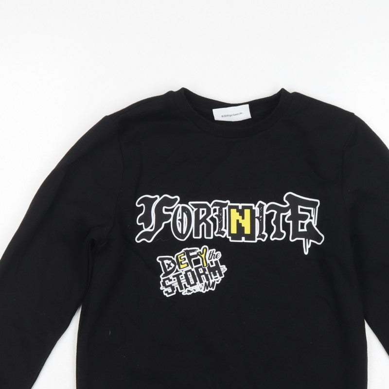 Fortnite Boys Black M Pullover Sweatshirt Graphic Print Long Sleeve