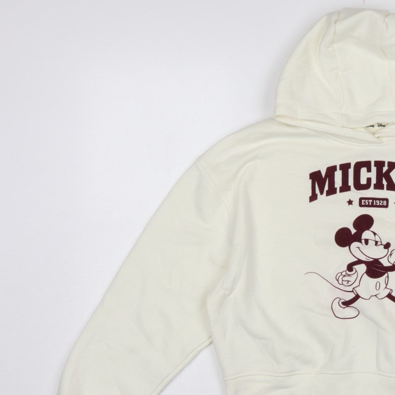 Primark Girls Ivory Mickey Mouse Graphic Pullover Hoodie 11-12 Years
