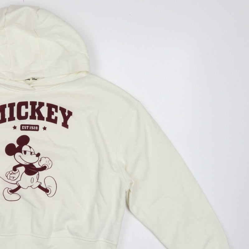 Primark Girls Ivory Mickey Mouse Graphic Pullover Hoodie 11-12 Years