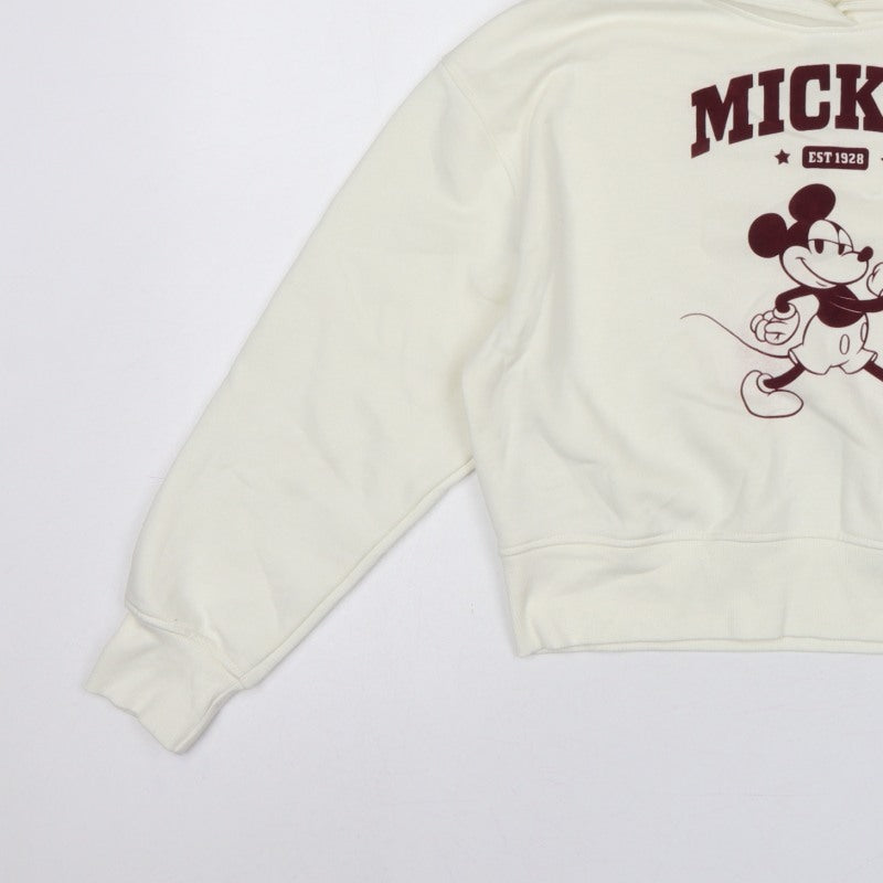 Primark Girls Ivory Mickey Mouse Graphic Pullover Hoodie 11-12 Years