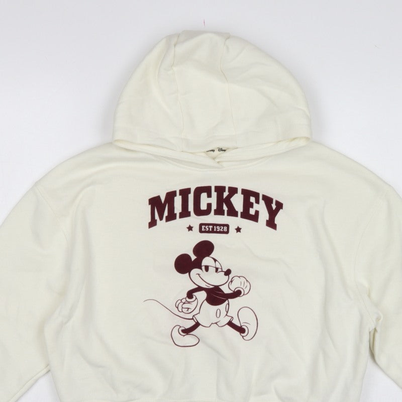 Primark Girls Ivory Mickey Mouse Graphic Pullover Hoodie 11-12 Years