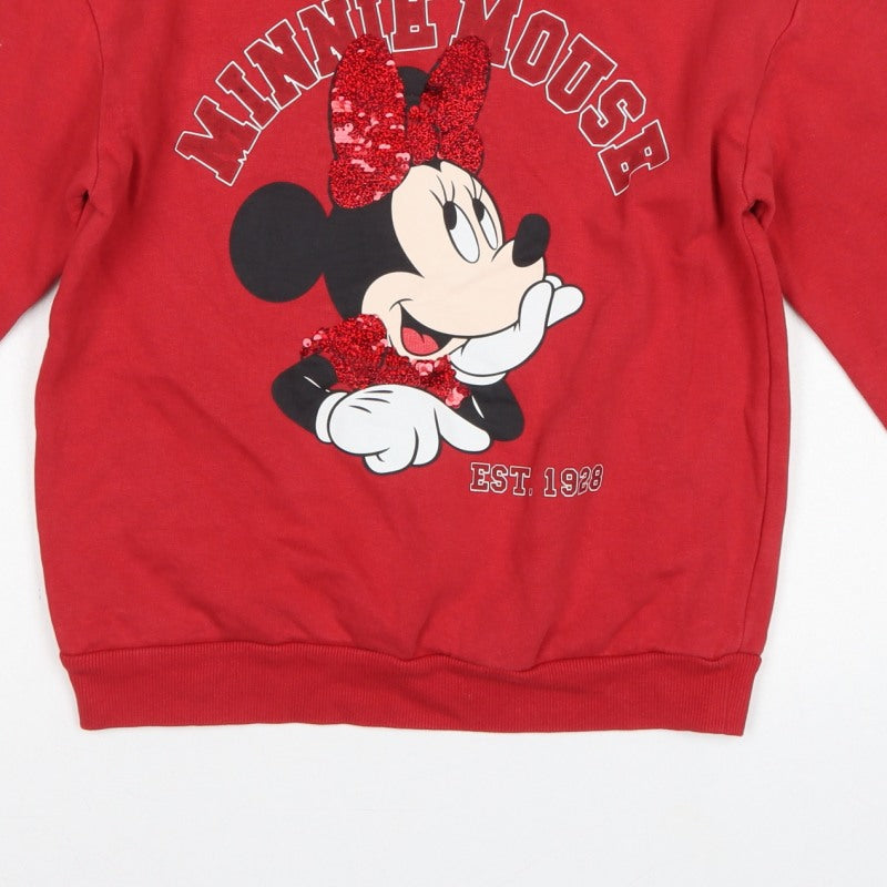 George Girls Red Minnie Mouse Sequin Sweatshirt 12-13 Years Pullover