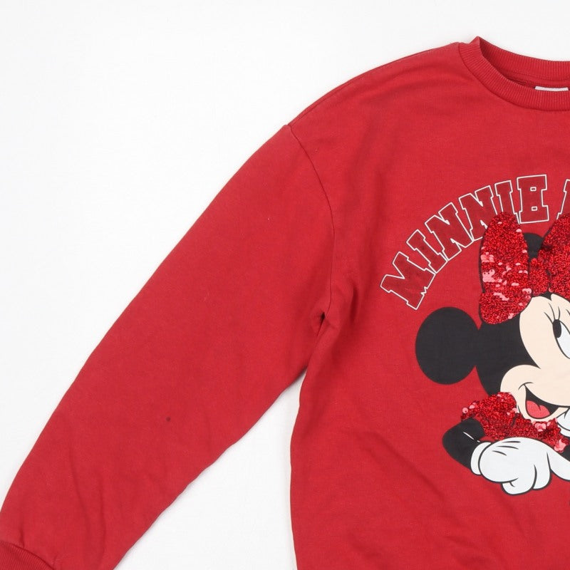 George Girls Red Minnie Mouse Sequin Sweatshirt 12-13 Years Pullover