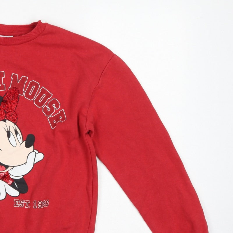 George Girls Red Minnie Mouse Sequin Sweatshirt 12-13 Years Pullover