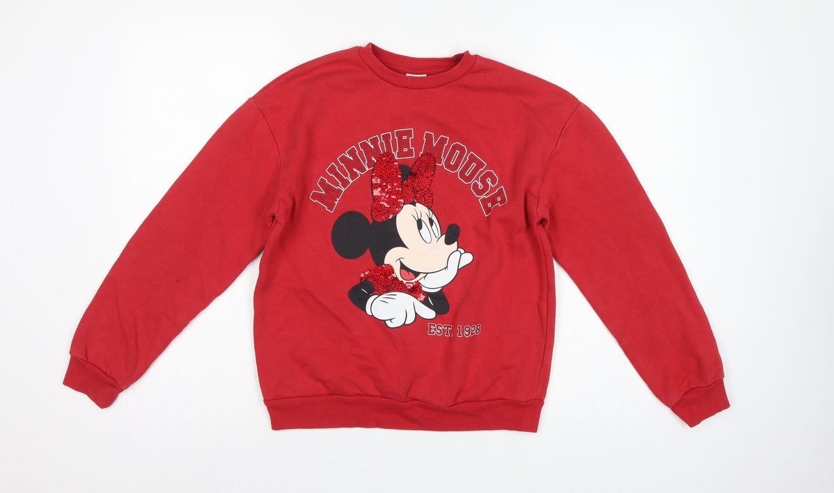 George Girls Red Minnie Mouse Sequin Sweatshirt 12-13 Years Pullover