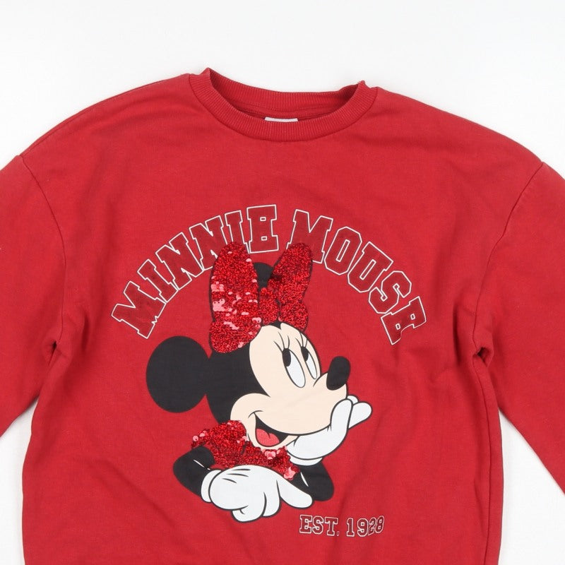 George Girls Red Minnie Mouse Sequin Sweatshirt 12-13 Years Pullover