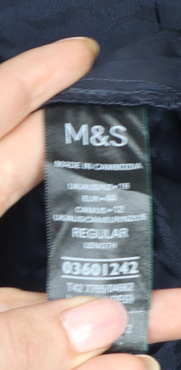 Marks and Spencer Women Navy Blue UK 16 Maxi V-Neck Smocked Dress