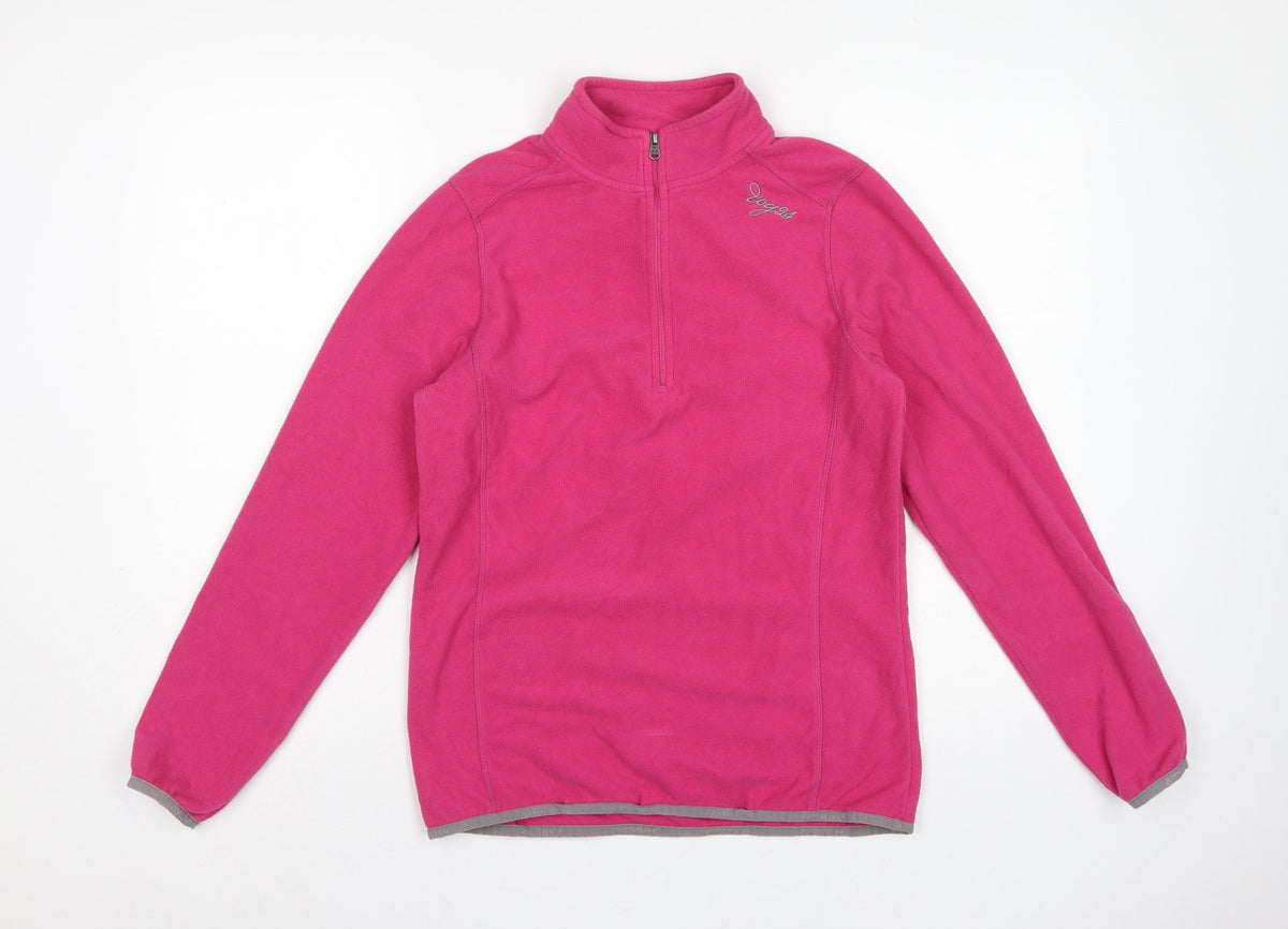 Tog24 Women's Pink UK 10-12 Pullover 1/4 Zip Fleece Sweatshirt