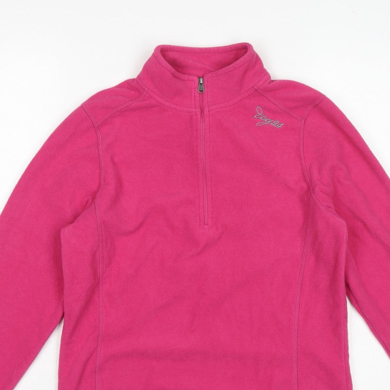 Tog24 Women's Pink UK 10-12 Pullover 1/4 Zip Fleece Sweatshirt