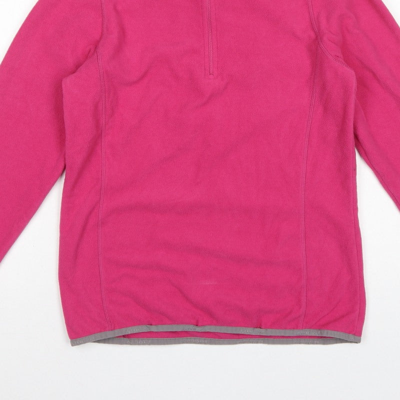 Tog24 Women's Pink UK 10-12 Pullover 1/4 Zip Fleece Sweatshirt