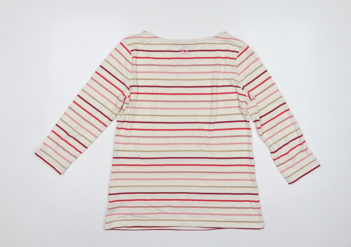 Crew Clothing Company Women’s Ivory Stripe Jersey Top UK 10 3/4 Sleeve